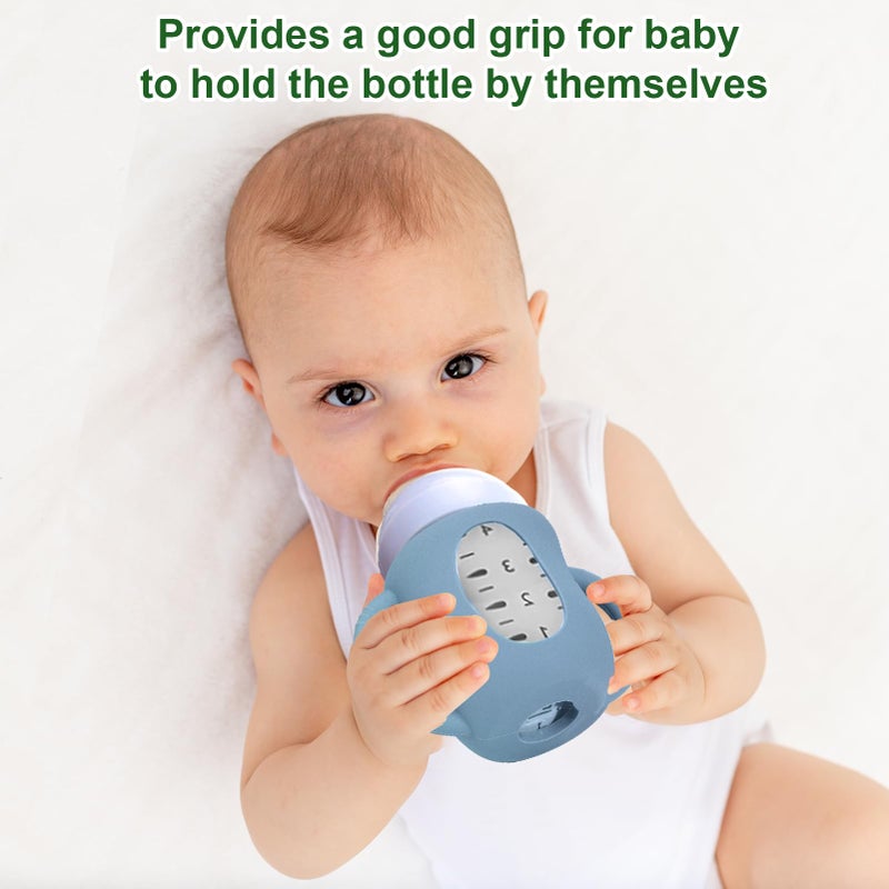 Juome Silicone Sleeves with Handles for Avent Natural Glass Baby Bottle - 3 Pack Anti Breakage Baby Bottles Holder, Compatible with Philips Avent Anti Colic Baby Bottles 4 oz - Image 3